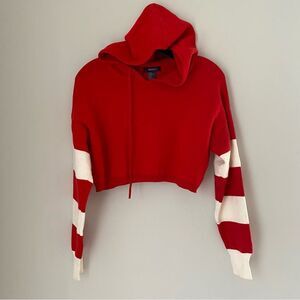 Forever 21 Women’s Cropped Long Sleeve Hoodie Sweatshirt Size S Red